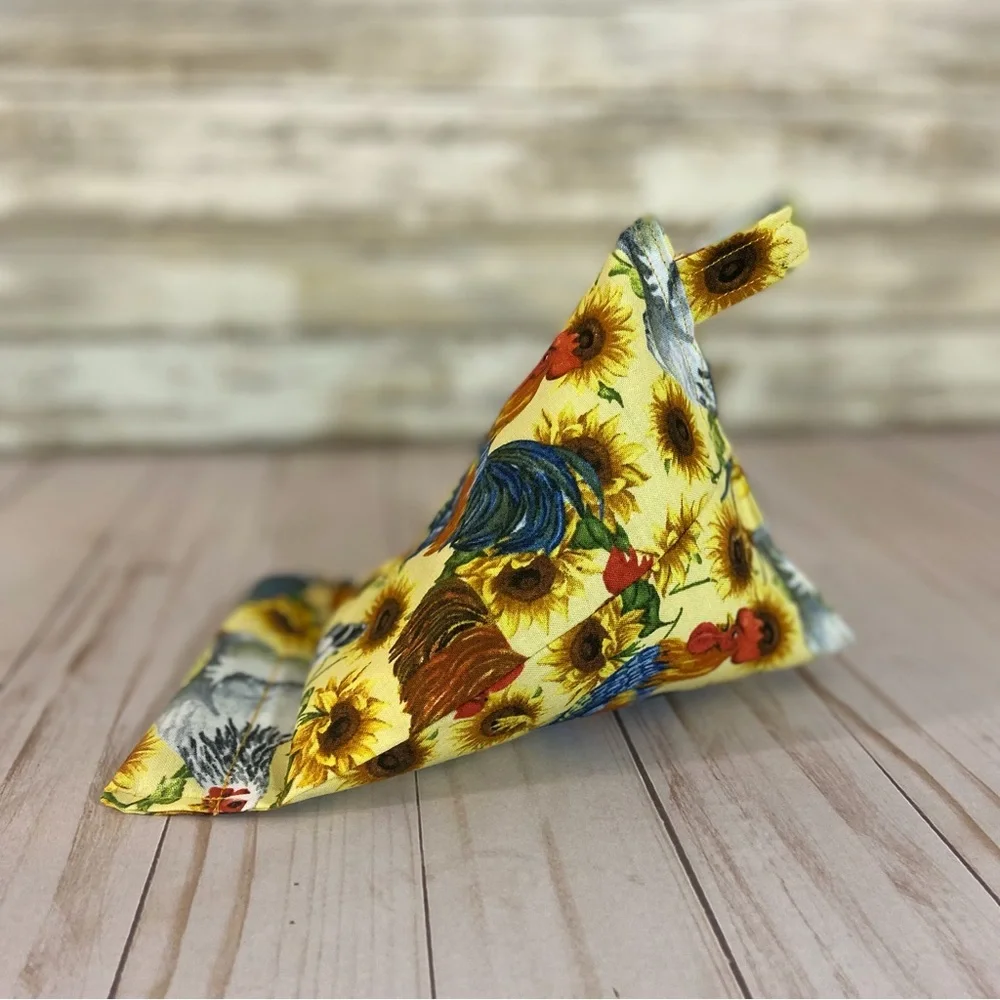 Phone Holder Pillow Stand Cellphone Chicken Rooster Sunflowers Pattern Handmade